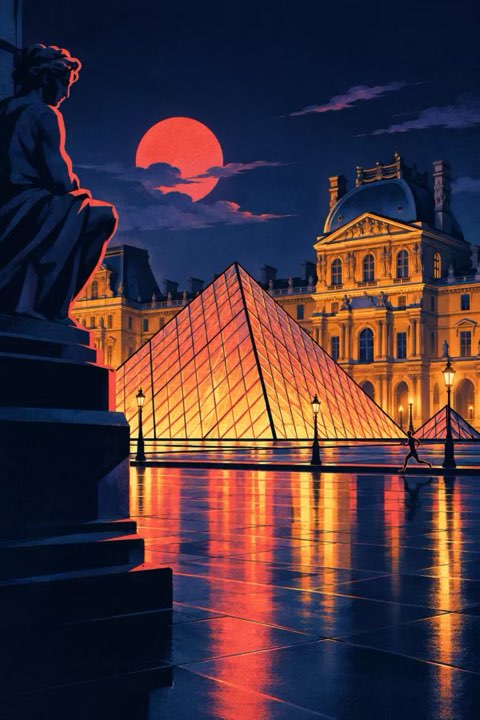 Postal ilustrada: Museo del Louvre