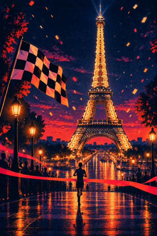 Postal ilustrada de la ruta París
